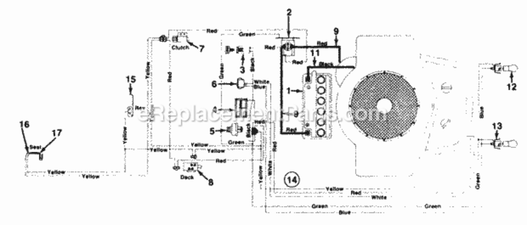ElectricalSwitches Diagram and Parts List for 143P820H352 1993 MTD Lawn Tractor