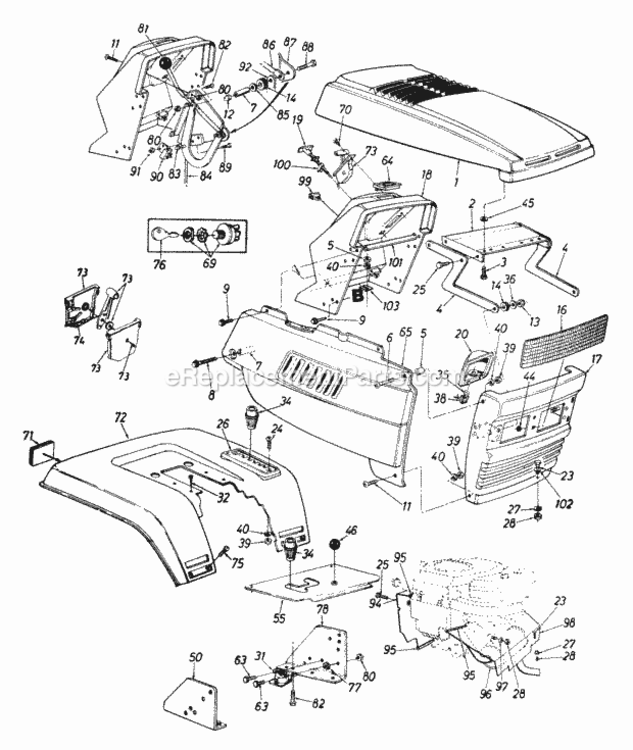 Hood_Style_9 Diagram and Parts List for 143P849H000 1993 MTD Lawn Tractor