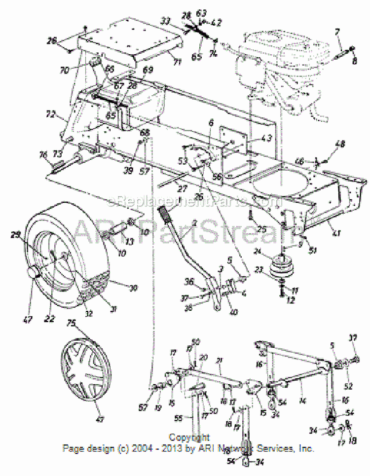 Deck Lift  Hanger AssemblyWheels RearFuel Tank Diagram and Parts List for 143P828H118 1993 MTD Lawn Mower