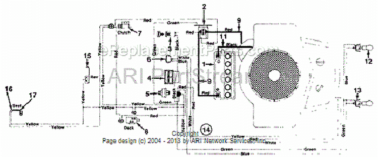 ElectricalSwitches Diagram and Parts List for 143P828H118 1993 MTD Lawn Mower