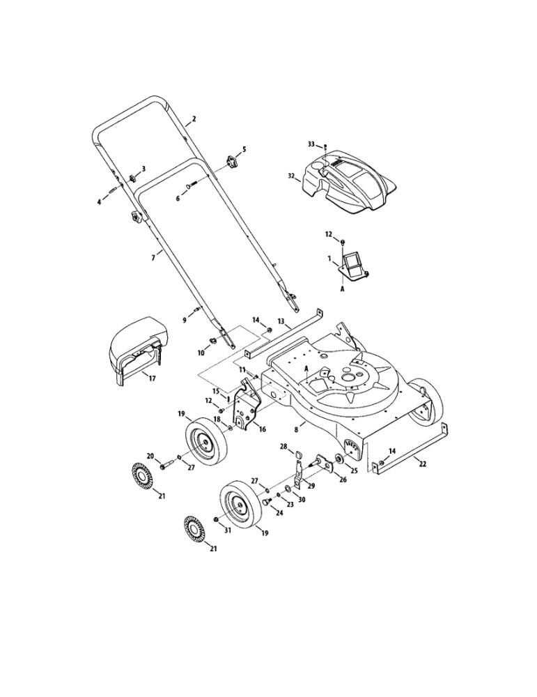 Handle/Housing/Wheels Diagram and Parts List for 24A-02MM001  MTD Chipper Shredder