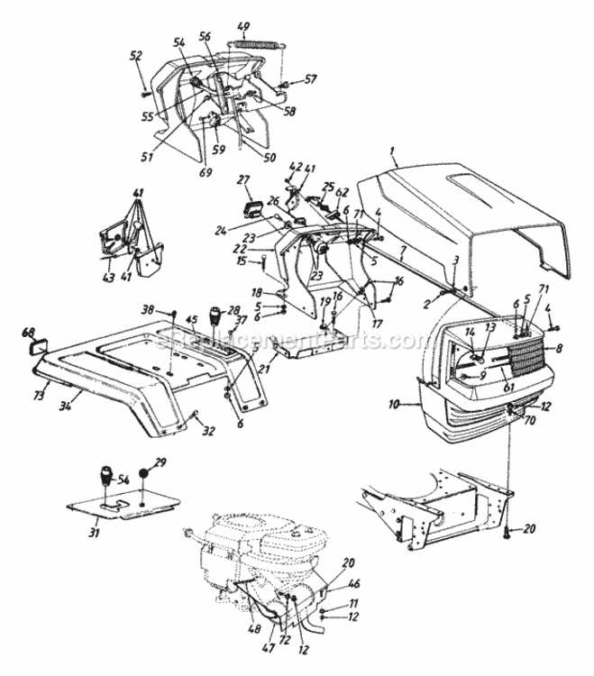 Hood_Style_0 Diagram and Parts List for 144P820H000 1994 MTD Lawn Tractor
