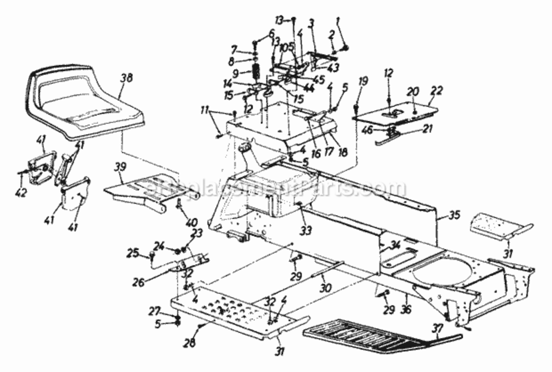 SeatFrame_Lower Diagram and Parts List for 144P820H000 1994 MTD Lawn Tractor