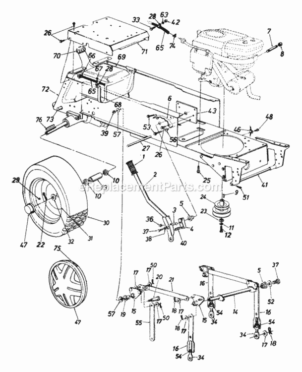 Wheel_RearLift_And_Hanger_AssemblyFuel_TankHitch_Plate Diagram and Parts List for 144P840H023 1994 MTD Lawn Tractor