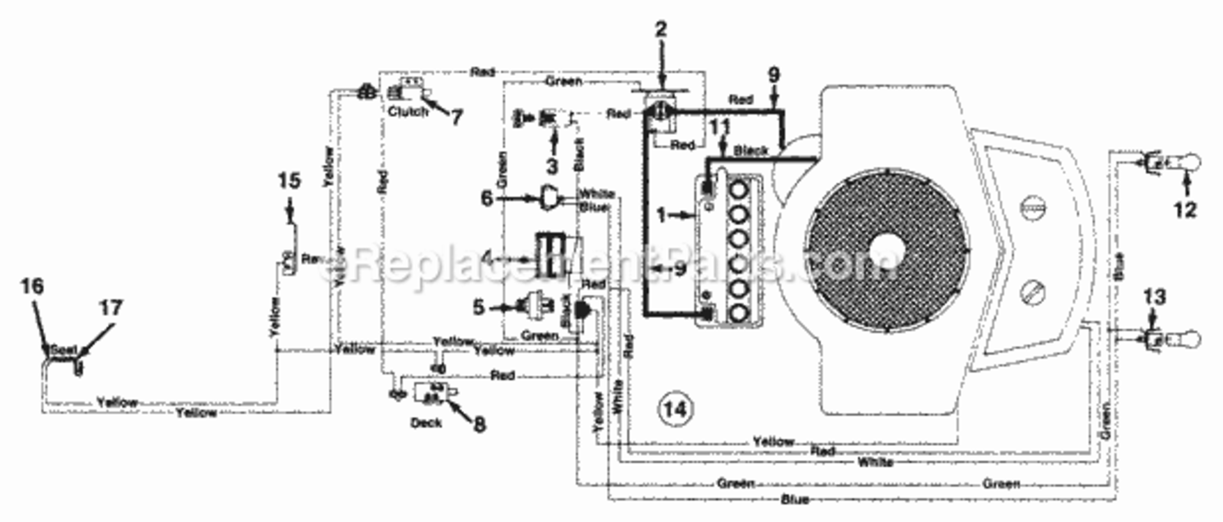 ElectricalSwitches Diagram and Parts List for 144P849H000 1994 MTD Lawn Tractor