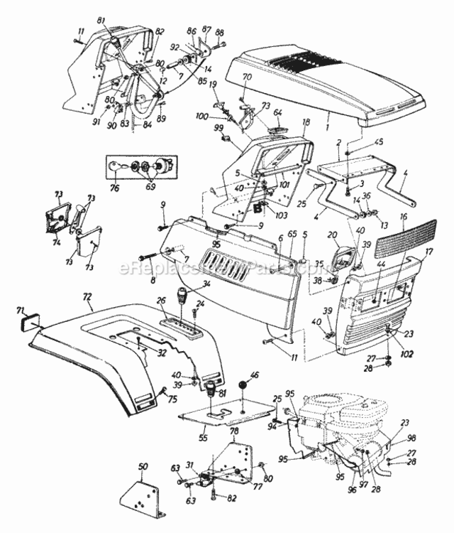 Hood_Style_9 Diagram and Parts List for 144P849H000 1994 MTD Lawn Tractor