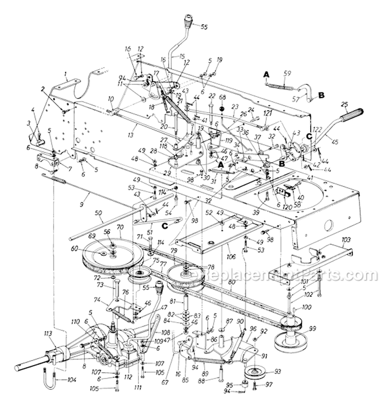 Page B Diagram and Parts List for 144P849H033 1994 MTD Lawn Tractor