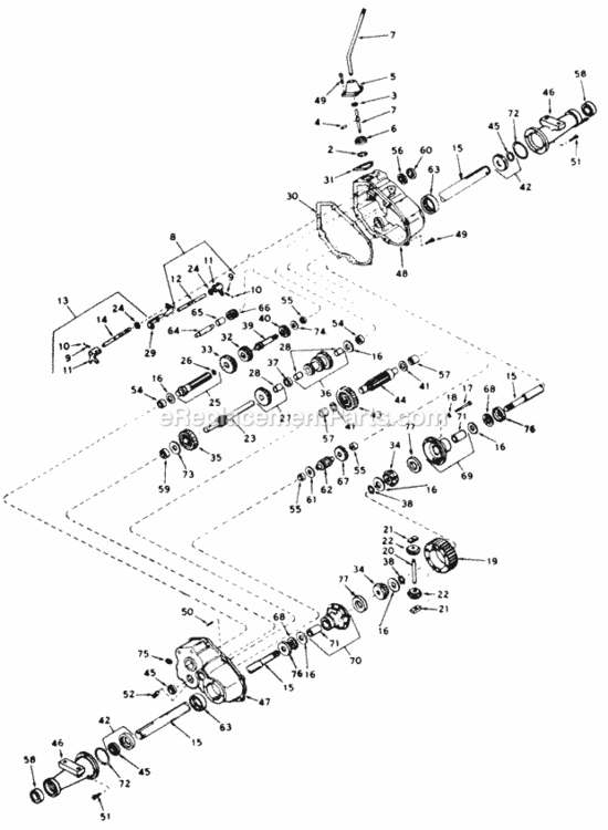 Transaxel_Peerless Diagram and Parts List for 145-824-000 1985 MTD Lawn Tractor
