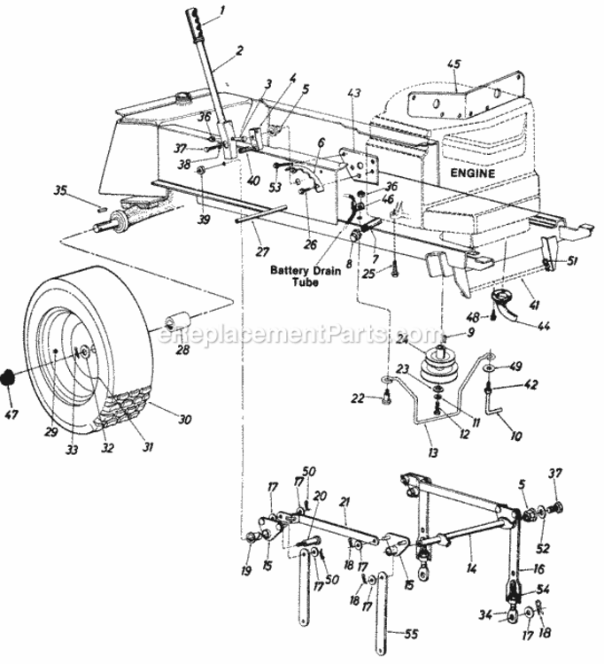 Deck_Linkage Diagram and Parts List for 145-833-000 1985 MTD Lawn Tractor