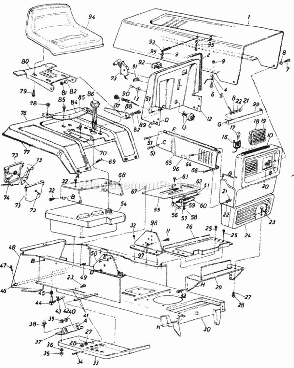 Parts_For Diagram and Parts List for 145-835-000 1985 MTD Lawn Tractor