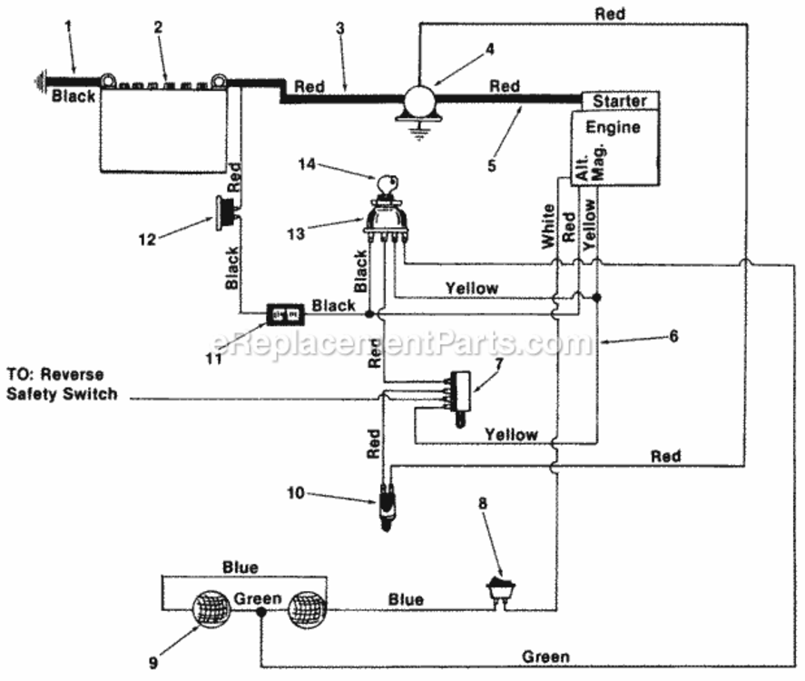 Electrical_System Diagram and Parts List for 145-836-000 1985 MTD Lawn Tractor