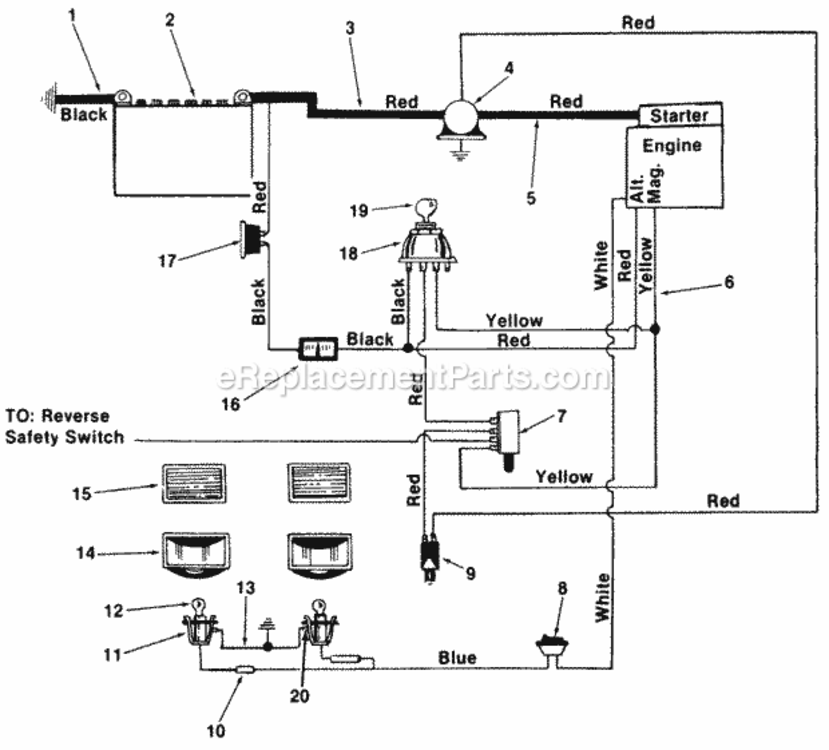 Electrical Diagram and Parts List for 145-843-000 1985 MTD Lawn Tractor