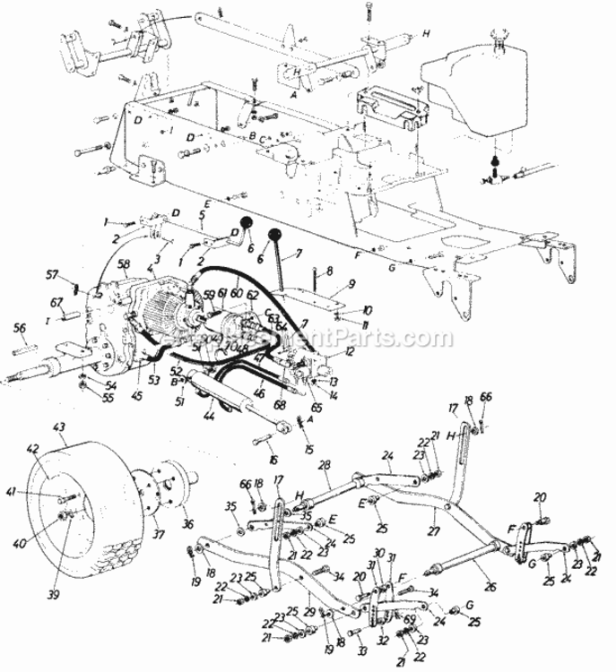Page G Diagram and Parts List for 145-995-000 1985 MTD Lawn Tractor