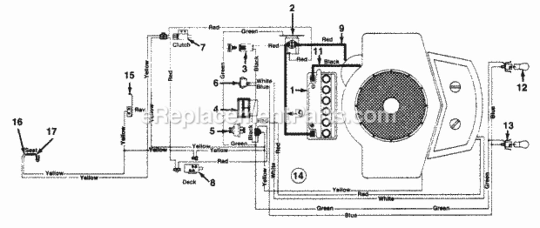 ElectricalSwitches Diagram and Parts List for 145Q848H000 1995 MTD Lawn Tractor