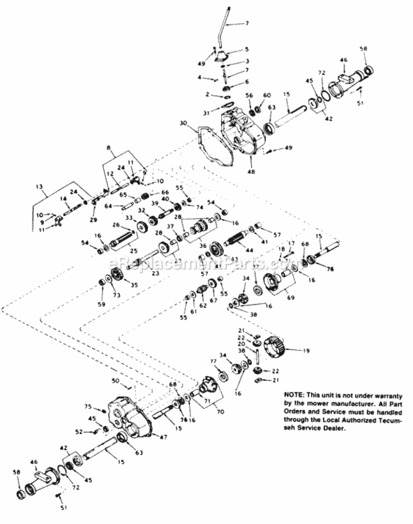Transaxle_Peerless Diagram and Parts List for 146-827-000 1986 MTD Lawn Tractor