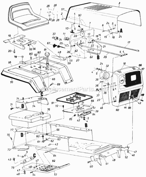 Page F Diagram and Parts List for 146-832-000 1986 MTD Lawn Tractor