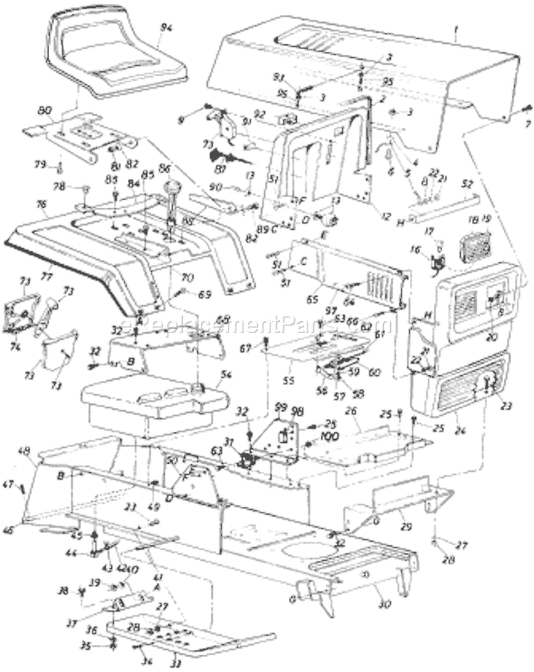 Page E Diagram and Parts List for 146-835-033 1986 MTD Lawn Tractor