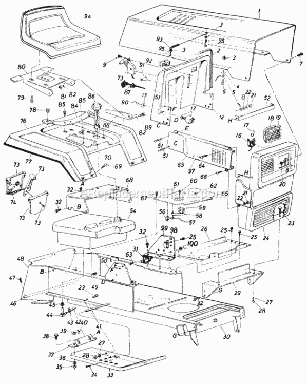 Page C Diagram and Parts List for 146-847-000 1986 MTD Lawn Tractor