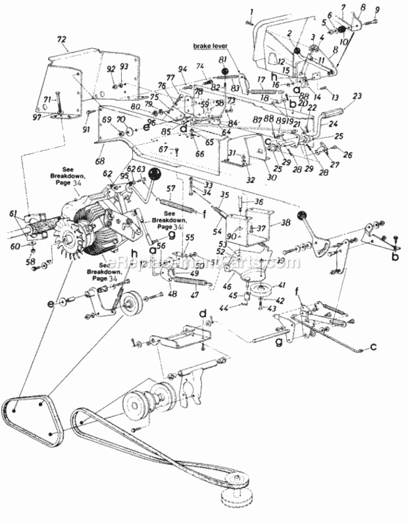 Page D Diagram and Parts List for 146-847-000 1986 MTD Lawn Tractor