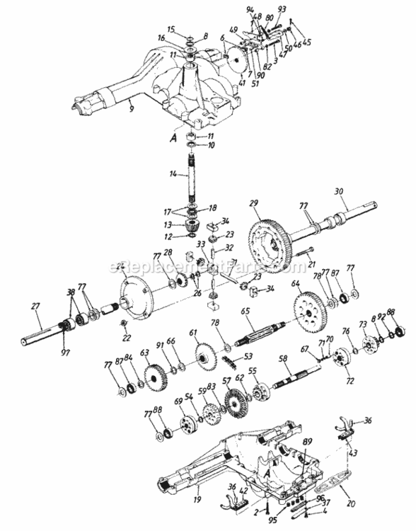 Transmission_Assembly Diagram and Parts List for 146P820H205 1996 MTD Lawn Tractor