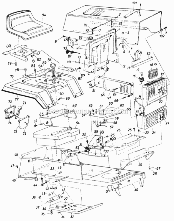 Parts Diagram and Parts List for 147-863-000 1987 MTD Lawn Tractor