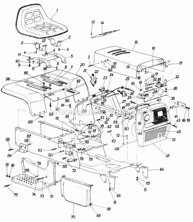 Parts Diagram and Parts List for 147-995-000 1987 MTD Lawn Tractor