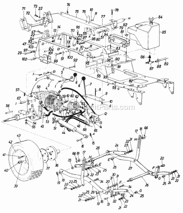 Page G Diagram and Parts List for 147-995-000 1987 MTD Lawn Tractor