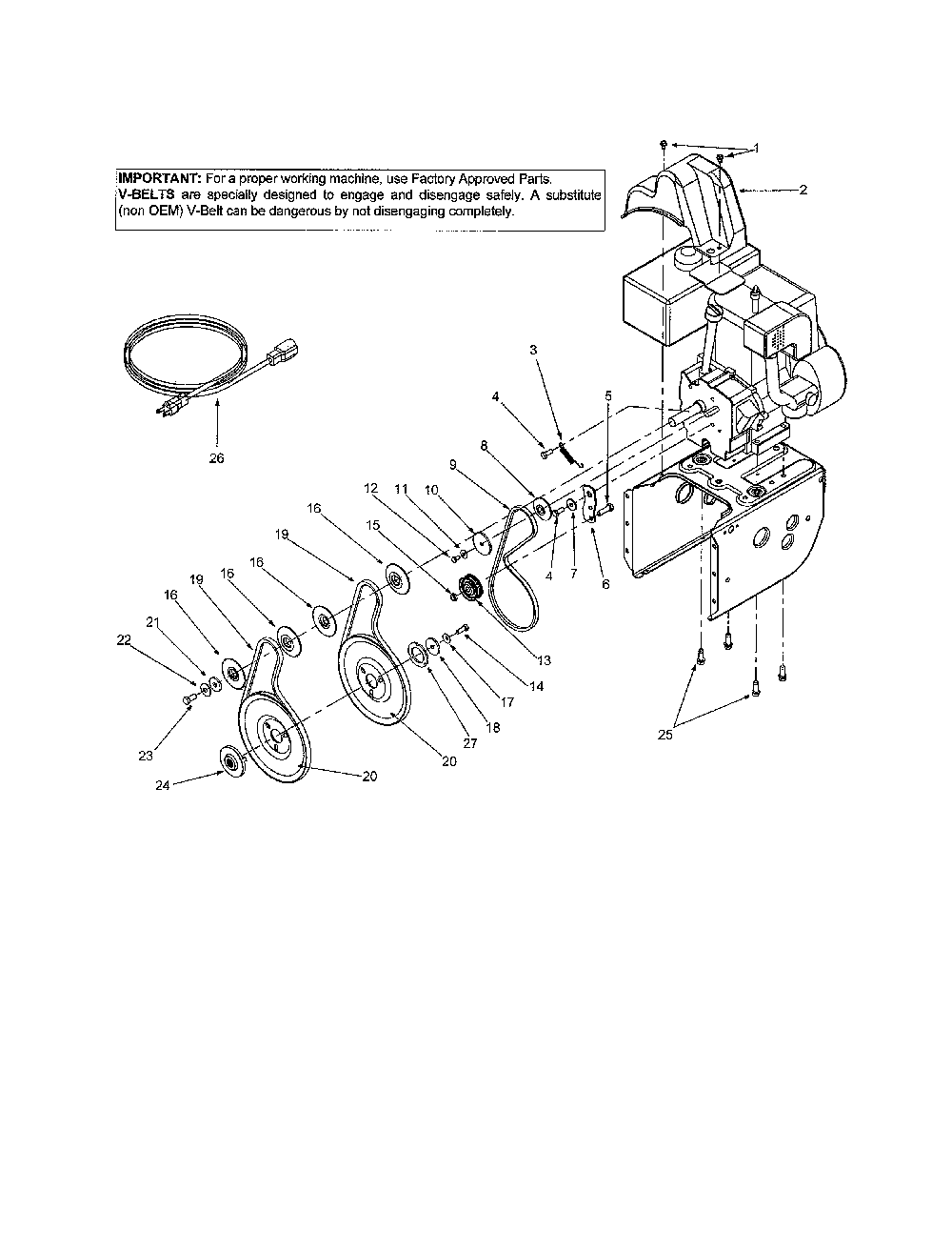 Auger pulley Diagram and Parts List for 31CE660F129  MTD Snow Blower