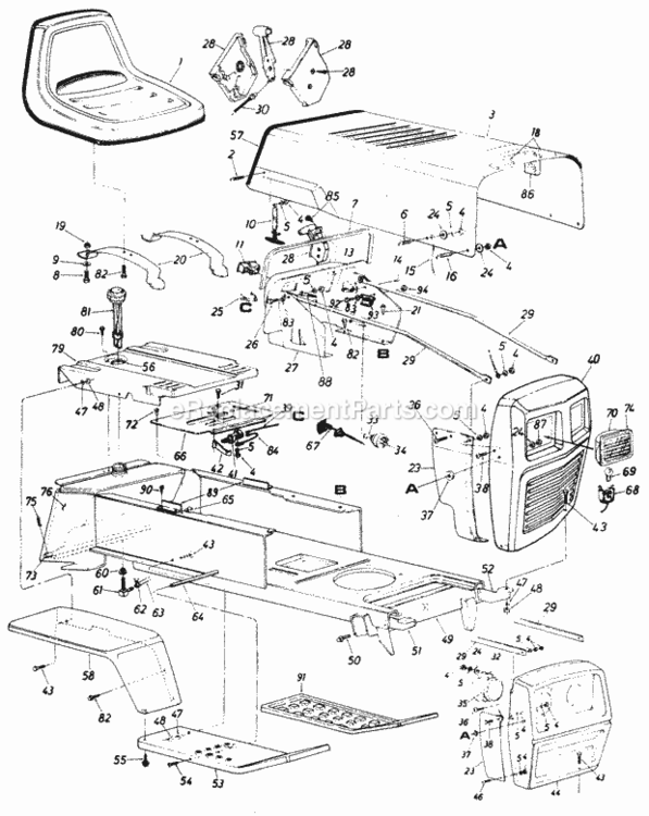 Parts Diagram and Parts List for 148-812-135  MTD Lawn Tractor