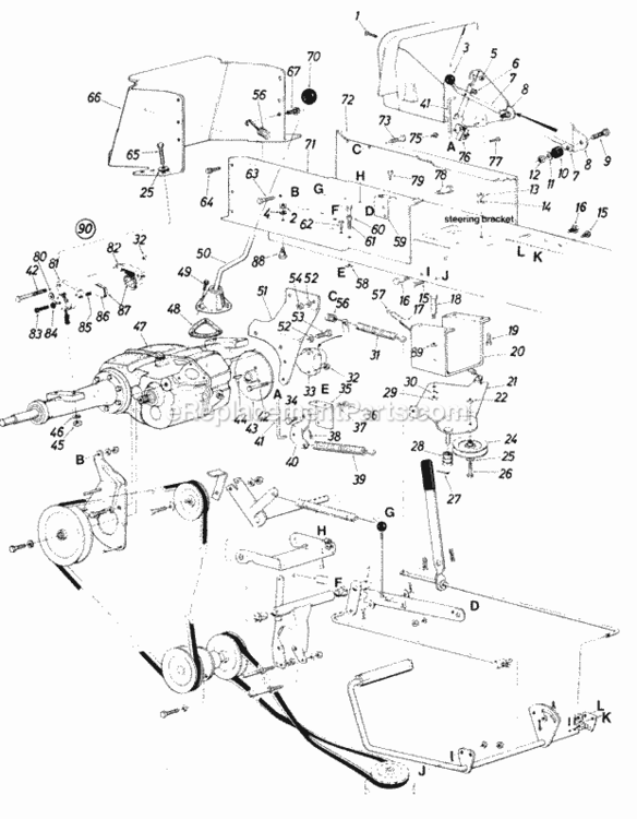 Page B Diagram and Parts List for 148-821-000 1988 MTD Lawn Tractor