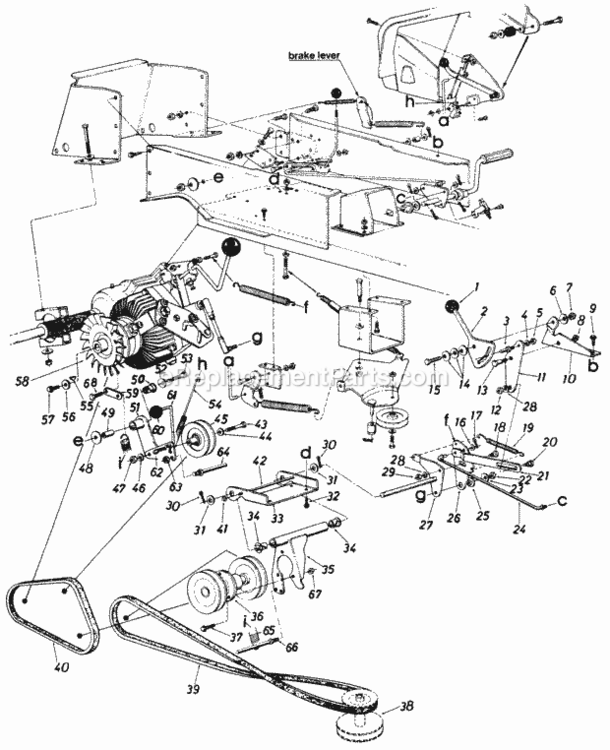 Page F Diagram and Parts List for 148-856-000 1988 MTD Lawn Tractor