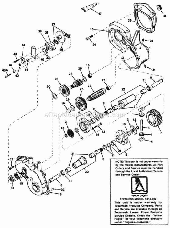 Transaxle Diagram and Parts List for 148-862-135  MTD Lawn Tractor