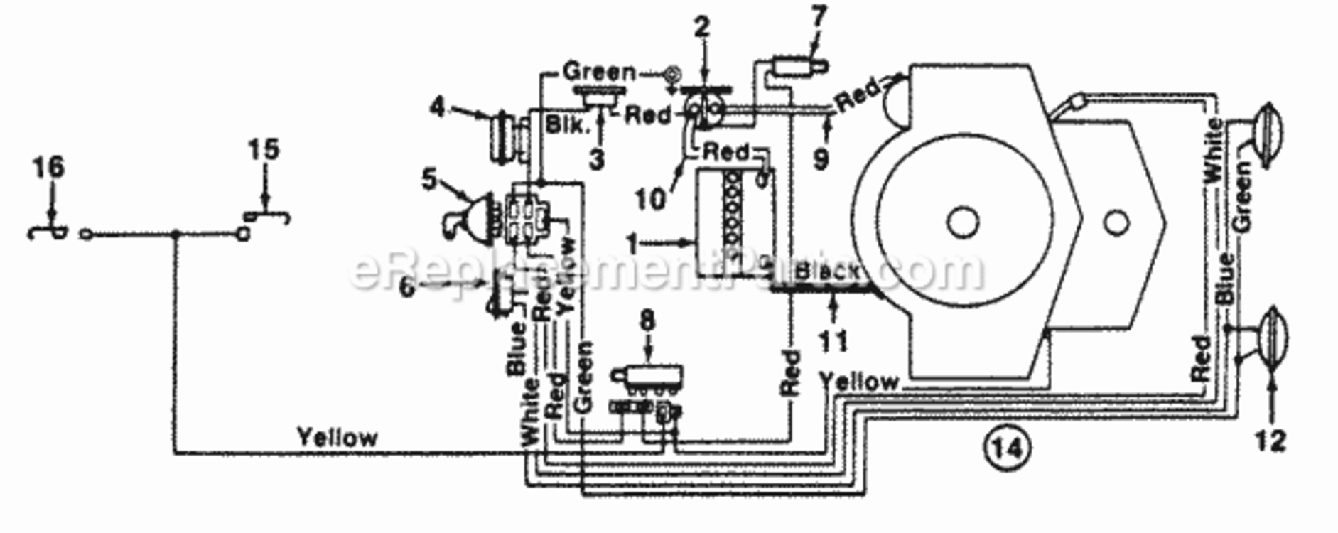 Electrical Diagram and Parts List for 149-817-000 1989 MTD Lawn Tractor