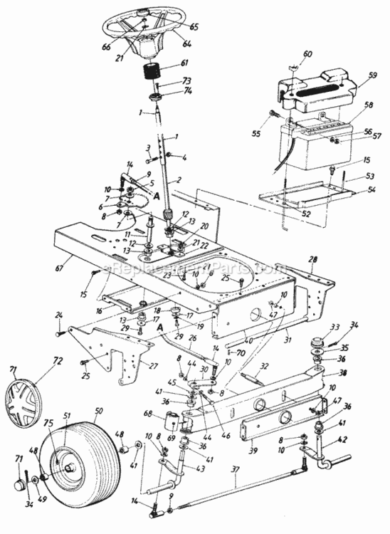 Page D Diagram and Parts List for 149-819-000 1989 MTD Lawn Tractor