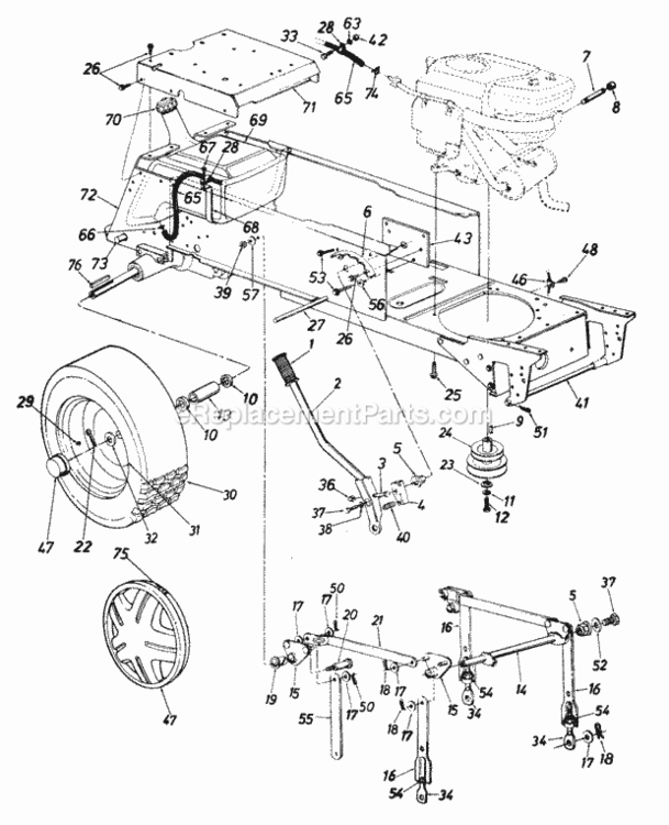 Page F Diagram and Parts List for 149-819-000 1989 MTD Lawn Tractor
