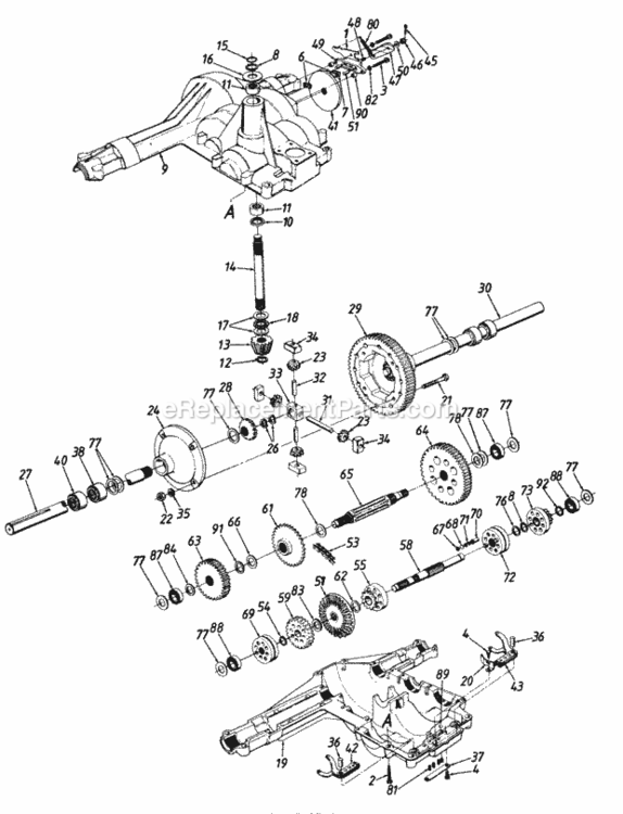 Page G Diagram and Parts List for 149-822-000 1989 MTD Lawn Tractor
