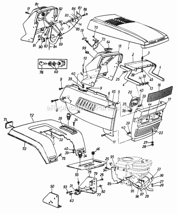 Parts Diagram and Parts List for 149-829-000 1989 MTD Lawn Tractor