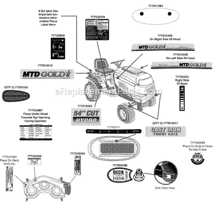 Page E Diagram and Parts List for 14AA815K033 2009 MTD Lawn Tractor