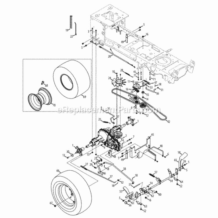Drive_And_Rear_Wheels Diagram and Parts List for 14AK945K004 2013 MTD Lawn Tractor