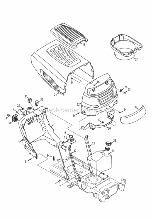 Hood_And_Dash Diagram and Parts List for 14AK945K004 2013 MTD Lawn Tractor