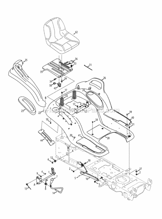 Seat_And_Fender Diagram and Parts List for 14AK945K004 2013 MTD Lawn Tractor