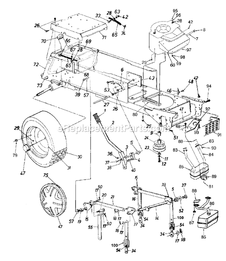 Page G Diagram and Parts List for 14AU848H077 2002 MTD Lawn Tractor