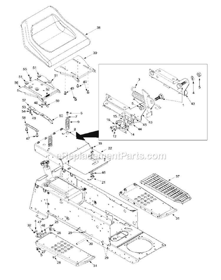 Page H Diagram and Parts List for 14AU848H077 2002 MTD Lawn Tractor
