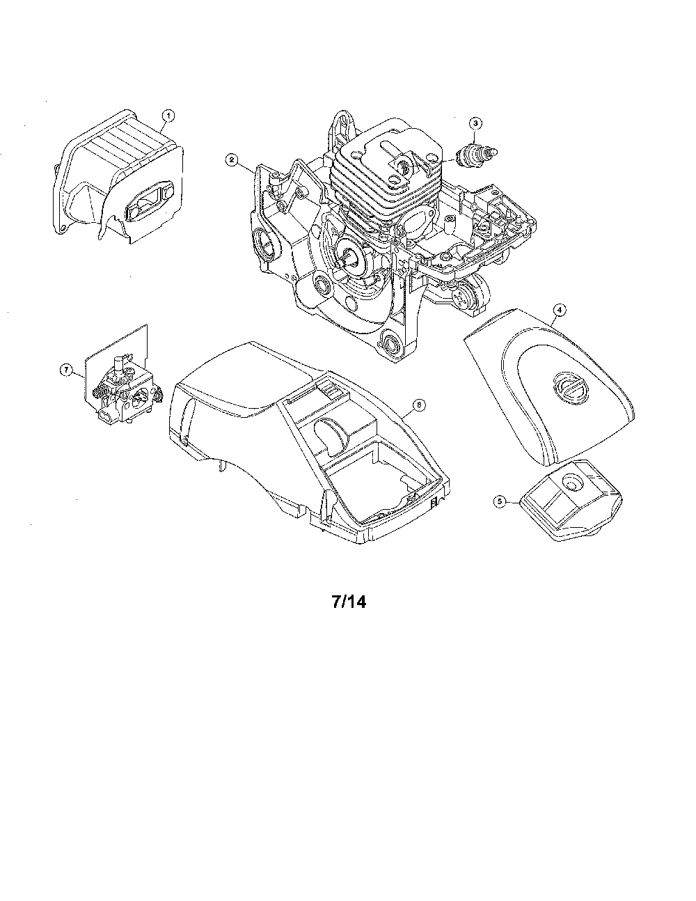 Muffler/short block Diagram and Parts List for 41AY469S799  MTD Chainsaw