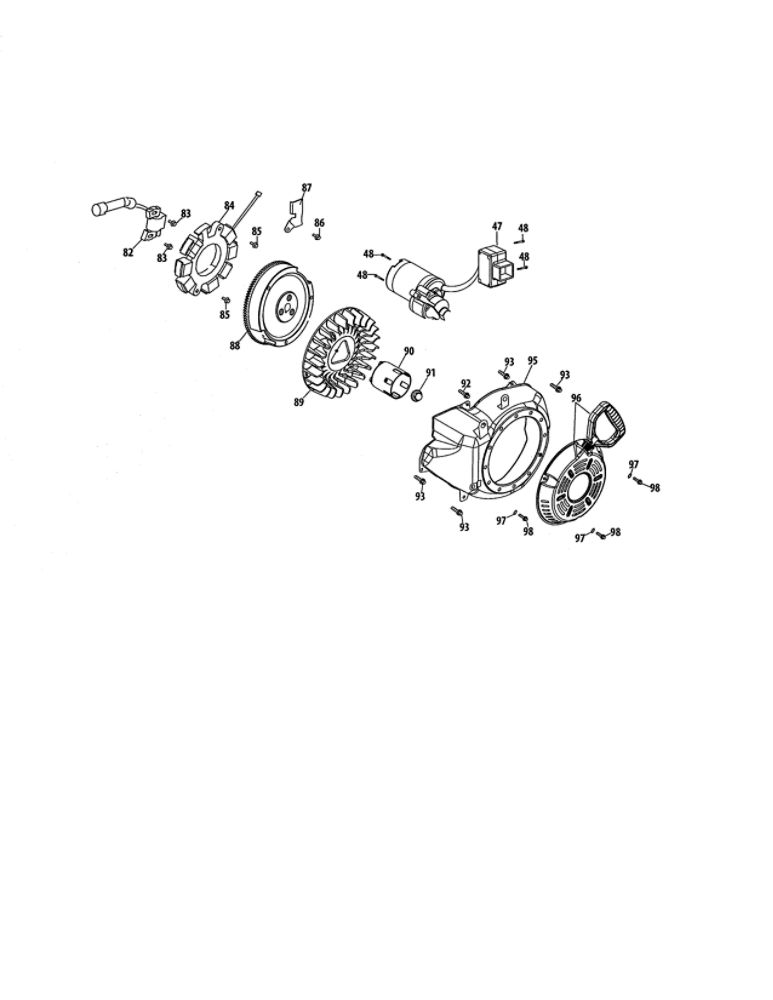 Blower Housing/Flywheel Diagram and Parts List for 952Z490-SUA  MTD Engine