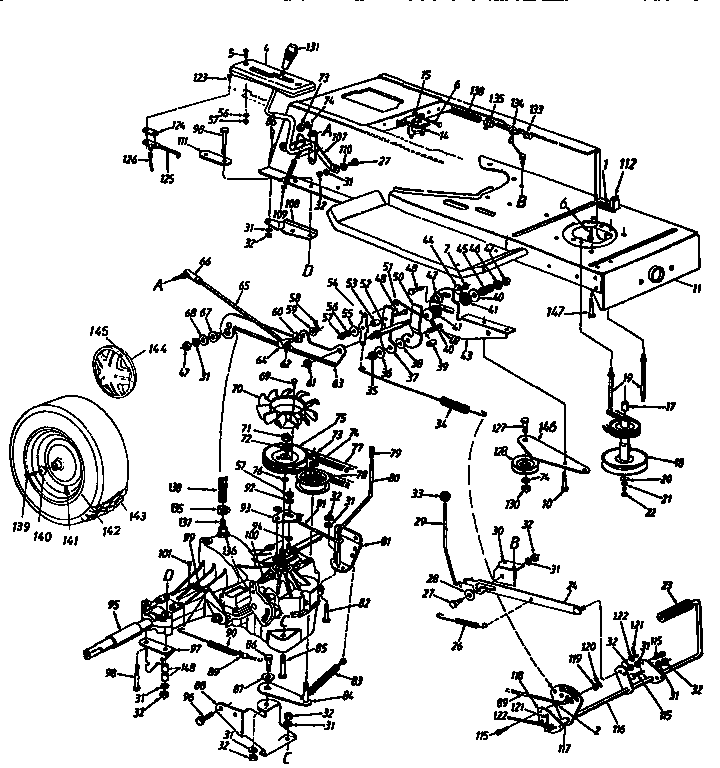 Lower frame assembly Diagram and Parts List for 13AS695G118  MTD Lawn Tractor