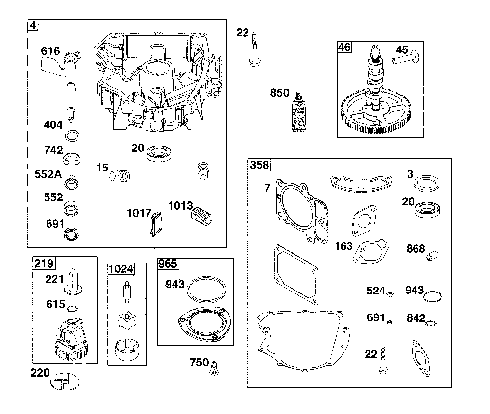 Crankcase cover/sump Diagram and Parts List for 17ADFACQ093  MTD Lawn Mower