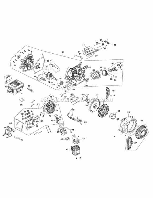Engine_Assembly_161-Jw Diagram and Parts List for 161-JW  MTD Engine