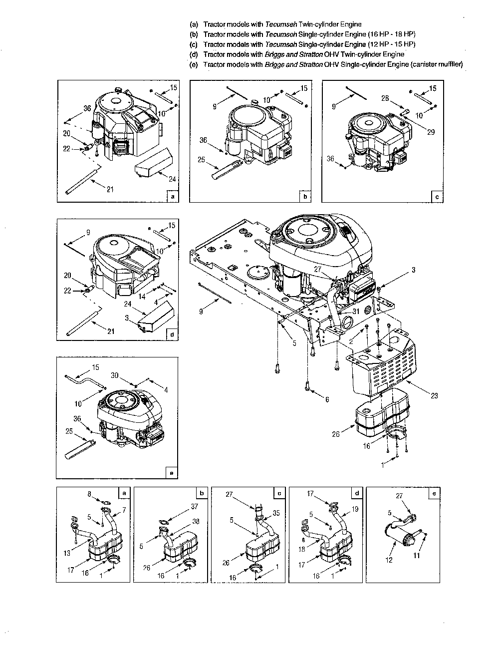 Engines Diagram and Parts List for 13AJ791G731  MTD Lawn Tractor