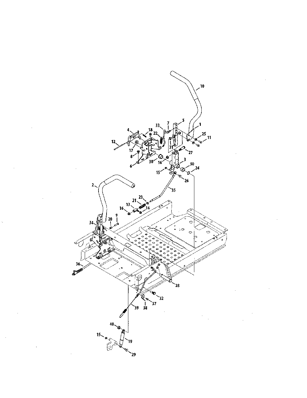 Lapbar levers Diagram and Parts List for 17BKCACS099  MTD Lawn Mower